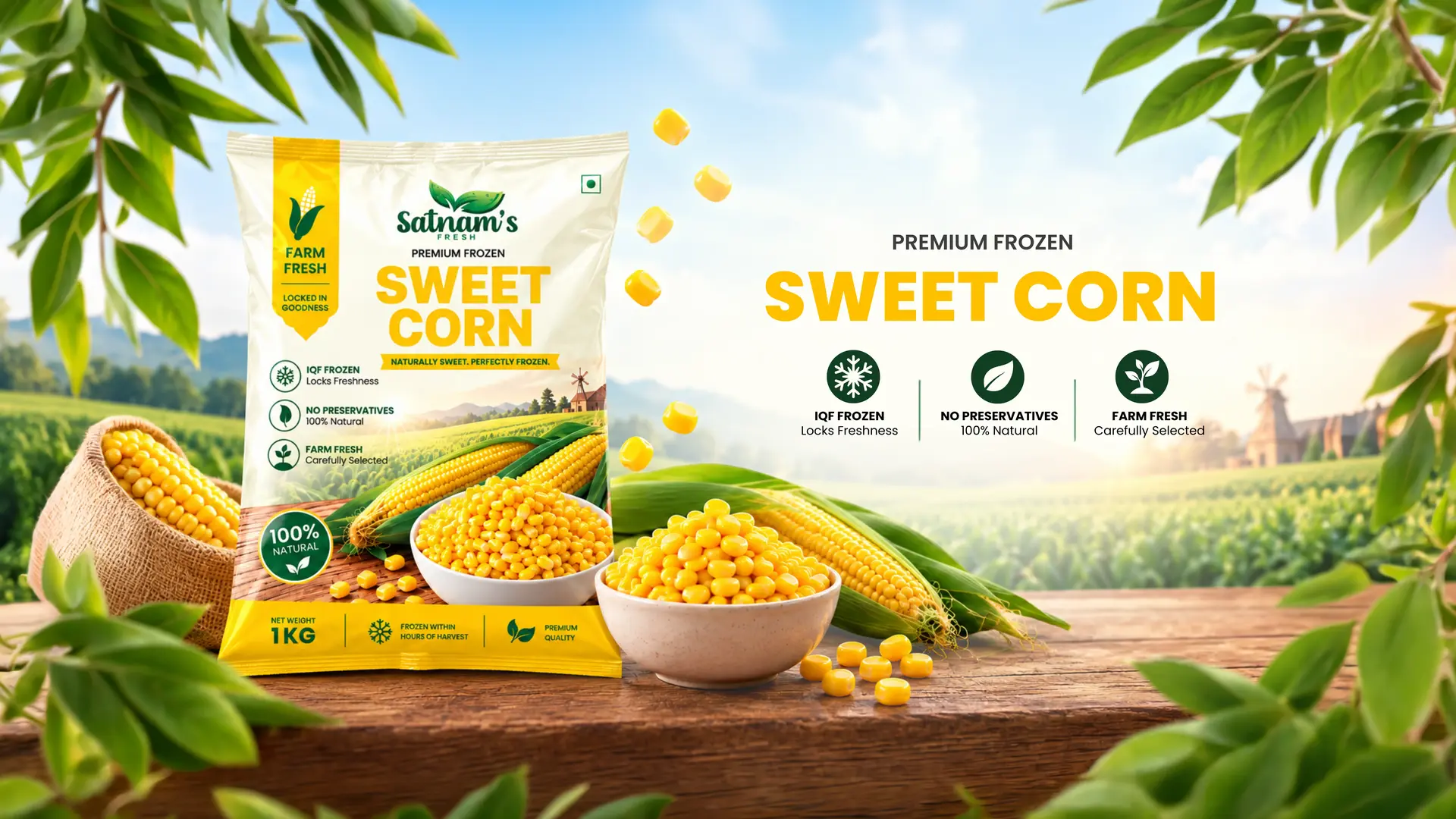 Satnam's Fresh Sweet Corn - Naturally Sweet, Perfectly Frozen