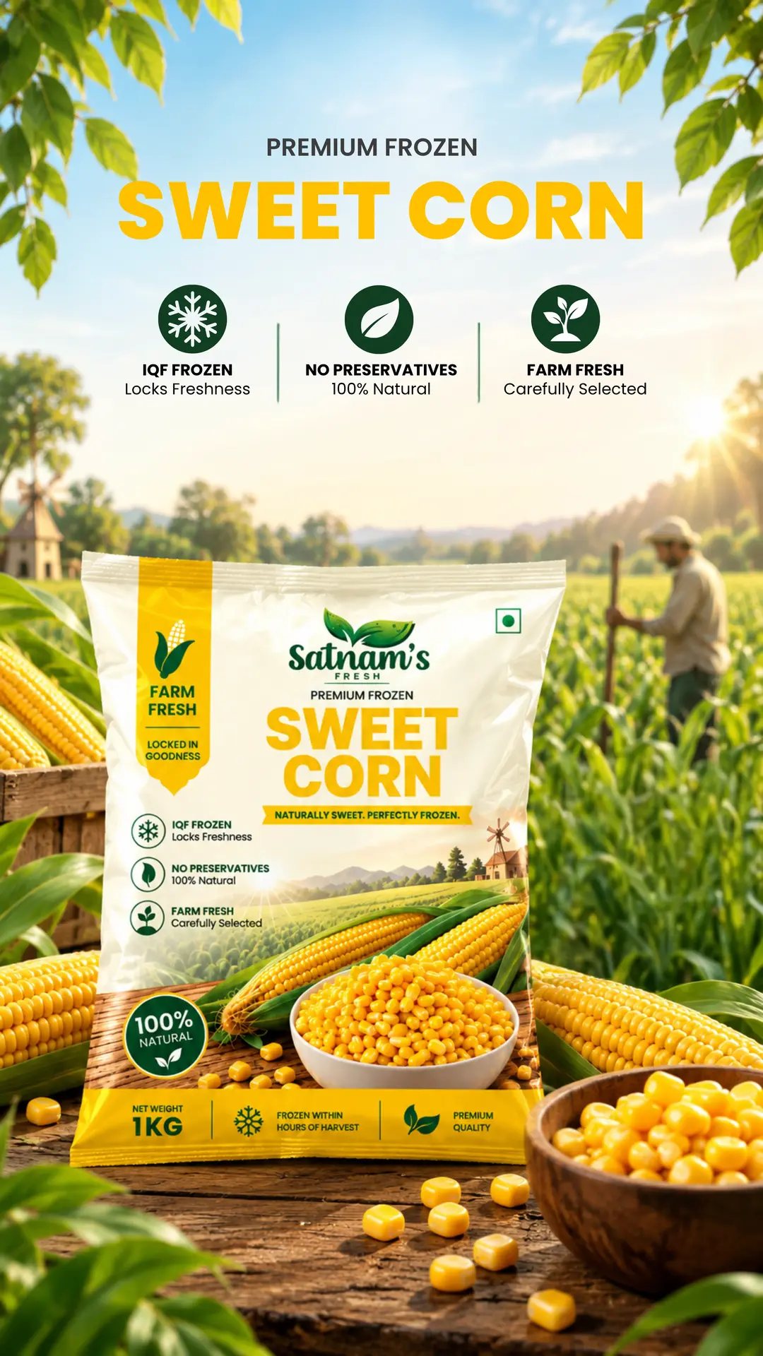 Satnam's Fresh Sweet Corn - Naturally Sweet, Perfectly Frozen