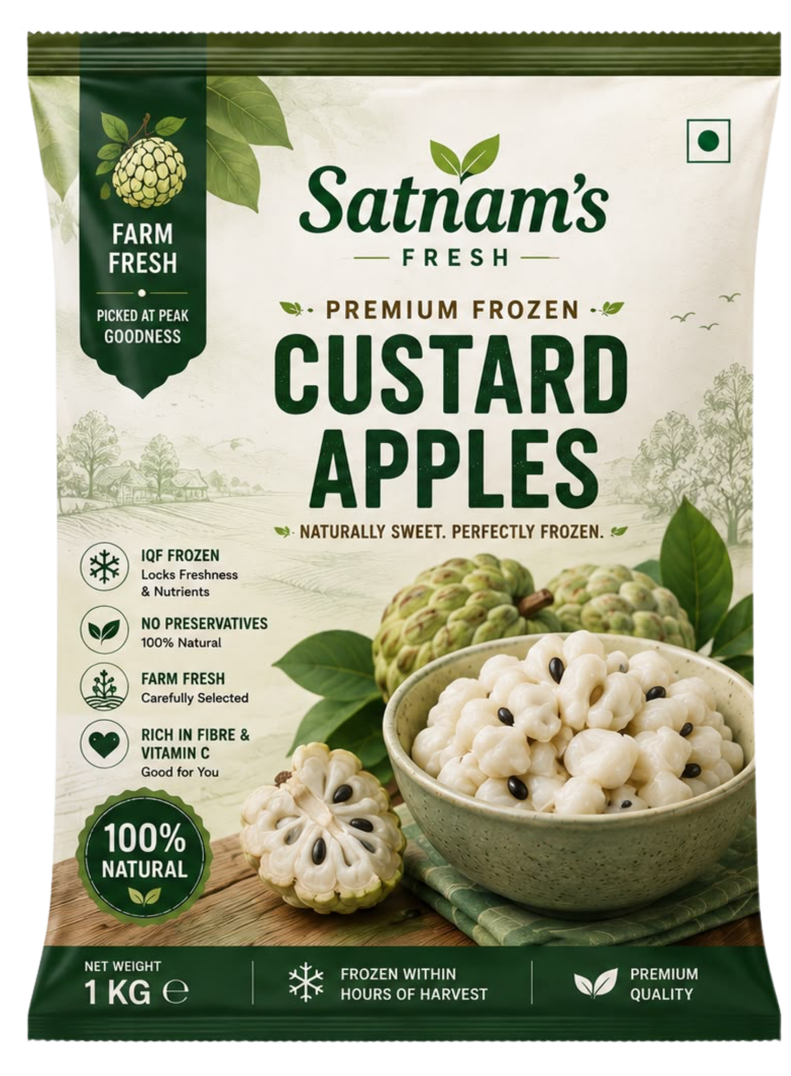 Satnam's Fresh Custard Apple Pulp